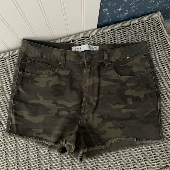 camouflage jean shorts